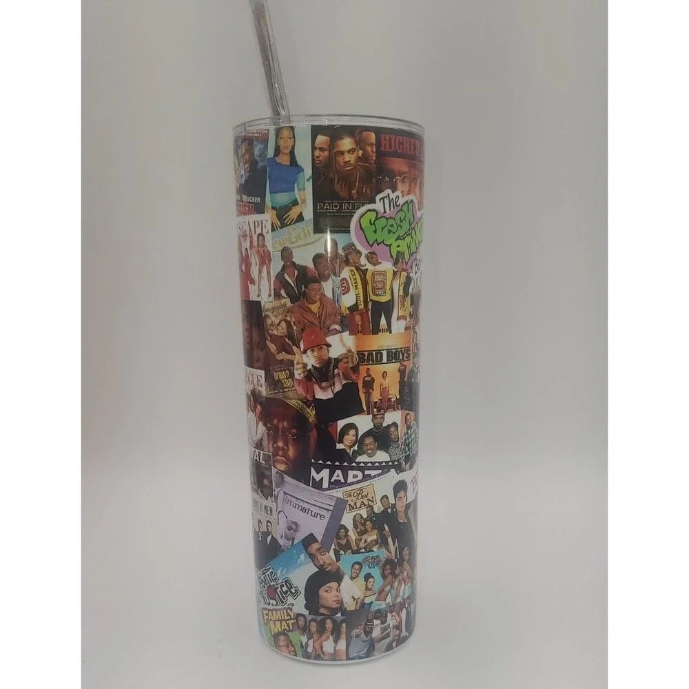 Black Cinema & Music Collage 20oz Stainless Steel Tumbler Mug